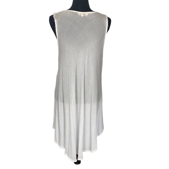 ANANDAS Women Sheer Dress One Size White Embroidered Sleeveless Casual 56-13 - Picture 2 of 7